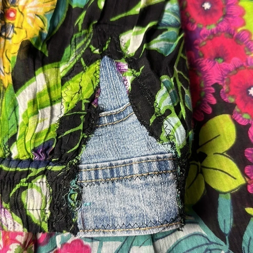 Vintage 90s Patchwork Floral Maxi Skirt | Wearable Art Dopamine Boho - Picture 4 of 7